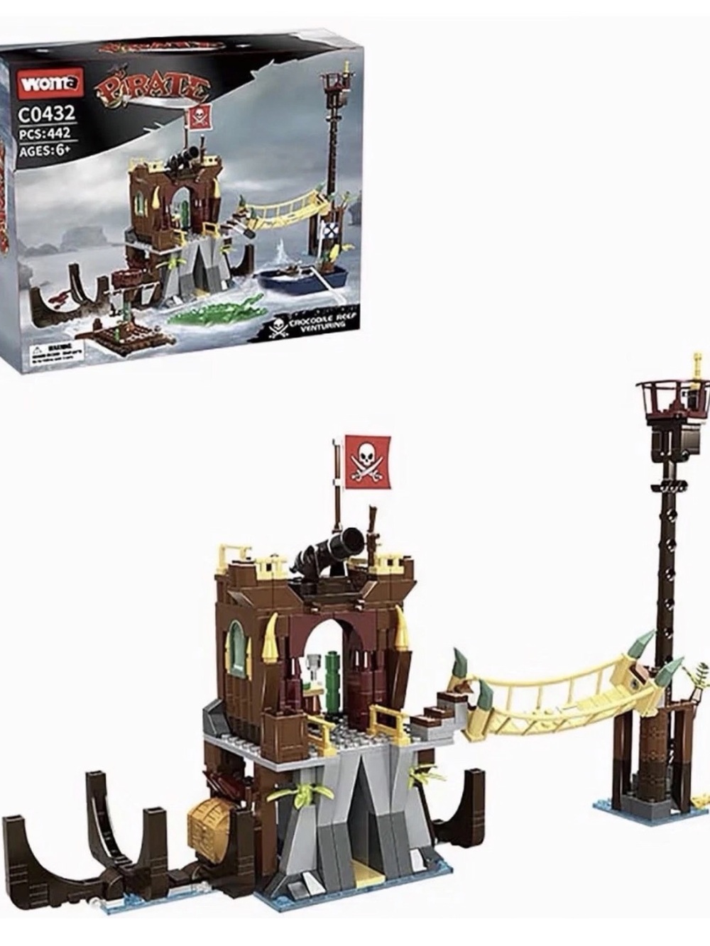 Pirate Fortress Building Set - Brown & Yellow Kids Construction Toy